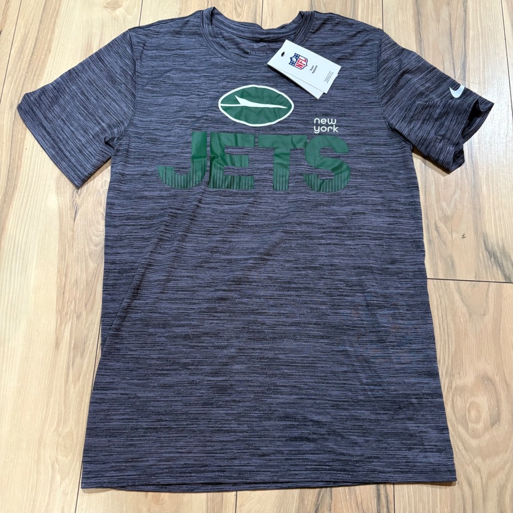 Nike NFL New‎ York Jets T-Shirt Mens Gray Green Athletic Team Apparel